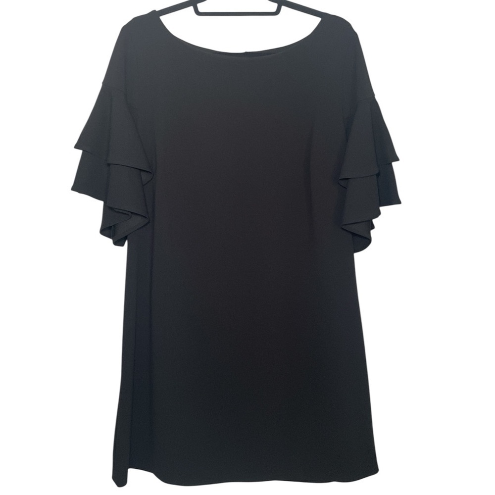 Calvin Klein Black Mini Dress with Ruffle Sleeves